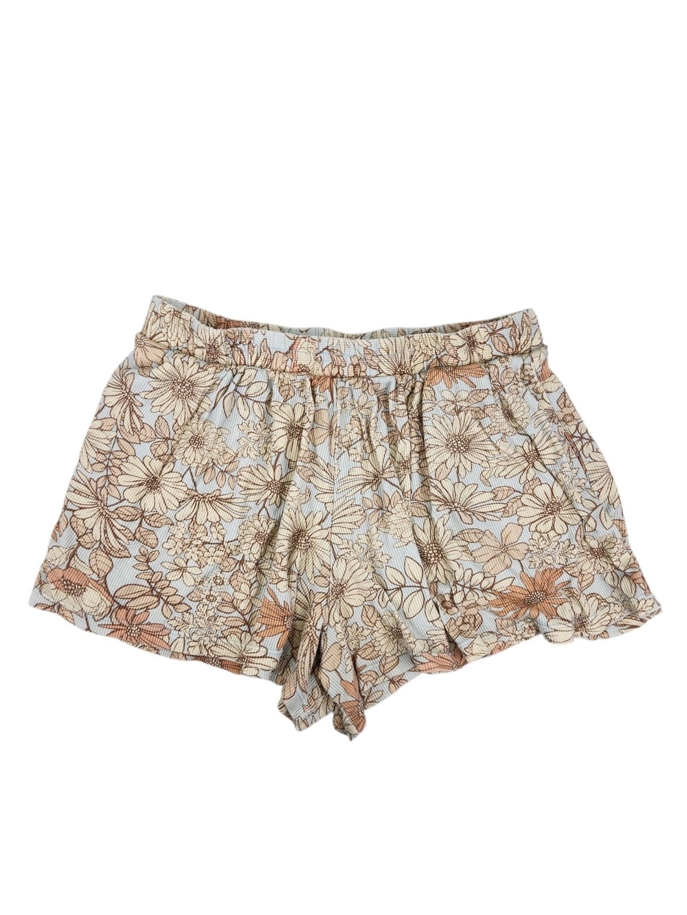 Altar'd State Floral Ribbed Sleep Lounge Shorts Med Boho Cottage Flowy Pockets